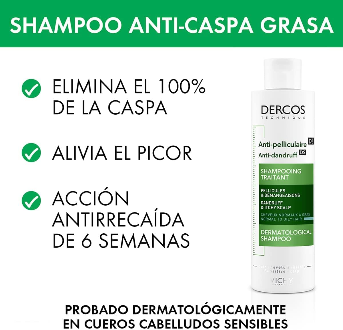 vichy dercos anti dandruff shampoo, 200 ml
