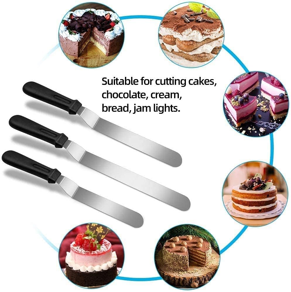 palette knife for baking,palette icing knife angled spatula set of 3 stainless steel icing tools for baking, cake decorating, smoothing icing and cooking, frosting pastries, cupcake