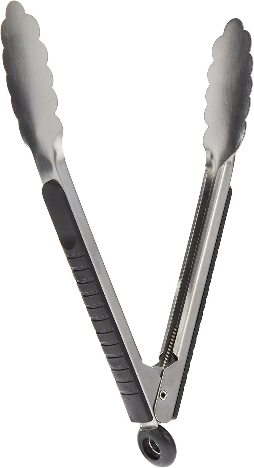 royalford kitchen tongs | 9inch non slip with soft grip side panels & stainless steel handle | heat resistant, food grade | premium utensil for cooking, serving, barbecue, buffet, salad & ice