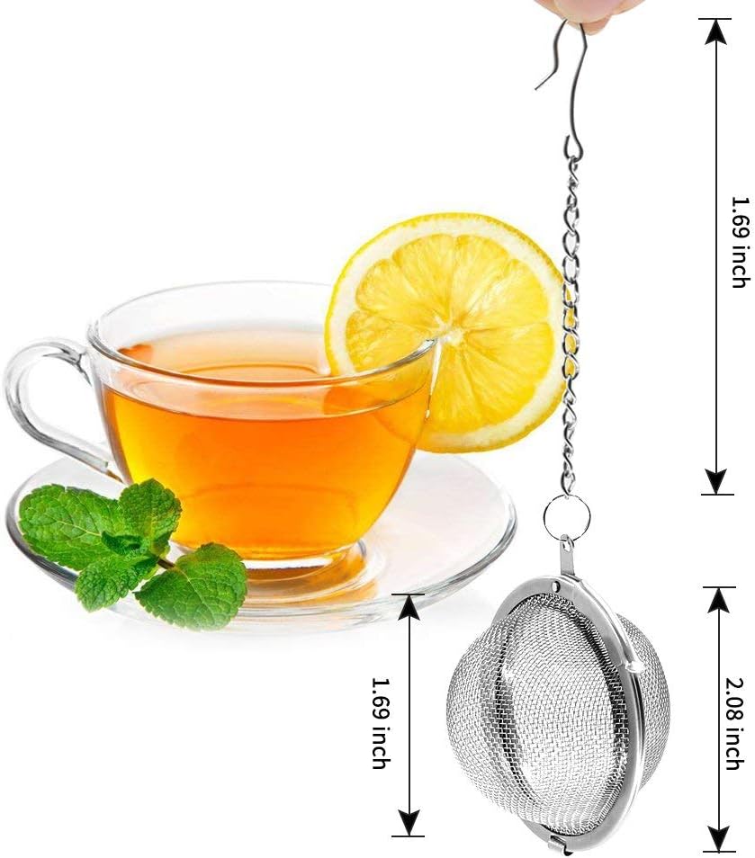 fu store 2pcs stainless steel mesh tea ball 2.1 inch tea infuser strainers tea strainer filters tea interval diffuser for tea