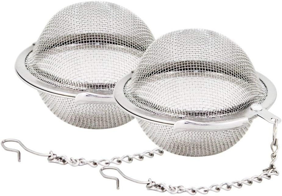 fu store 2pcs stainless steel mesh tea ball 2.1 inch tea infuser strainers tea strainer filters tea interval diffuser for tea