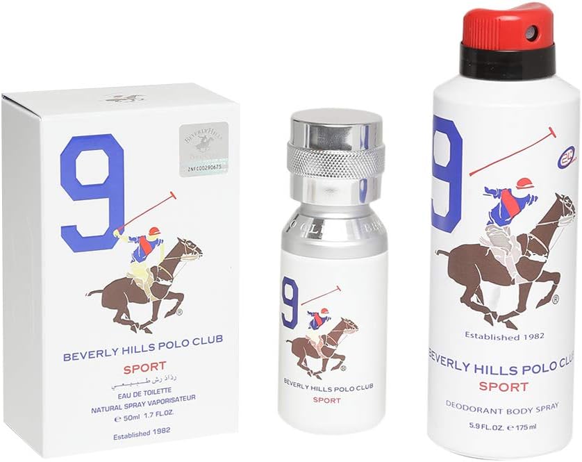 beverly hills polo club sport no.9, gift set for men eau de toilette 50ml + sport deodorant 175ml