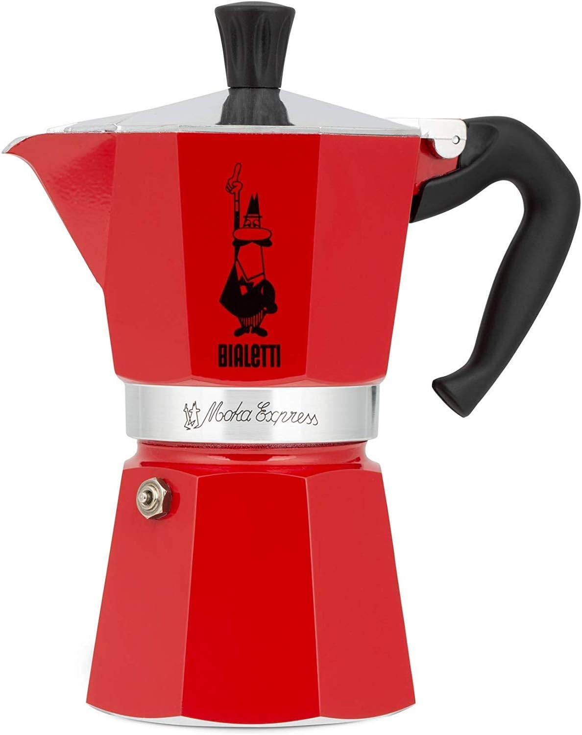 bialetti moka express espresso maker, red, 3 cups, be 0004942