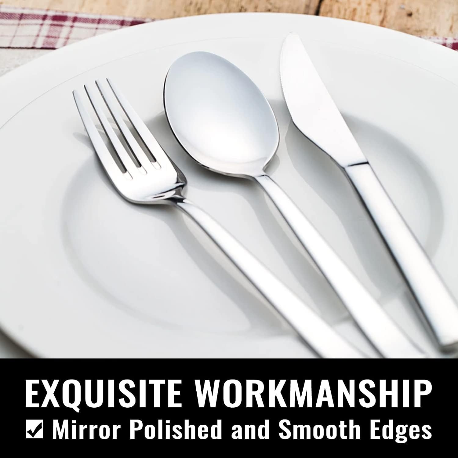 funito 24 piece silverware set for 4, stainless steel flatware cutlery set, kitchen utensils set, tableware set for home kitchen restaurant hotel, includes knives forks spoons, dishwasher safe