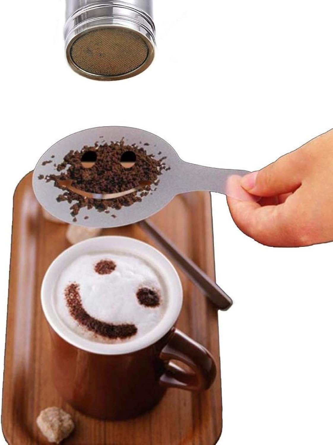 diagtree chocolate shaker cappuccino stainless steel 16 coffee cappuccino latte decorating stencils + cat coffee spoon for cocoa powder cinnamon powder sugar flour coffees