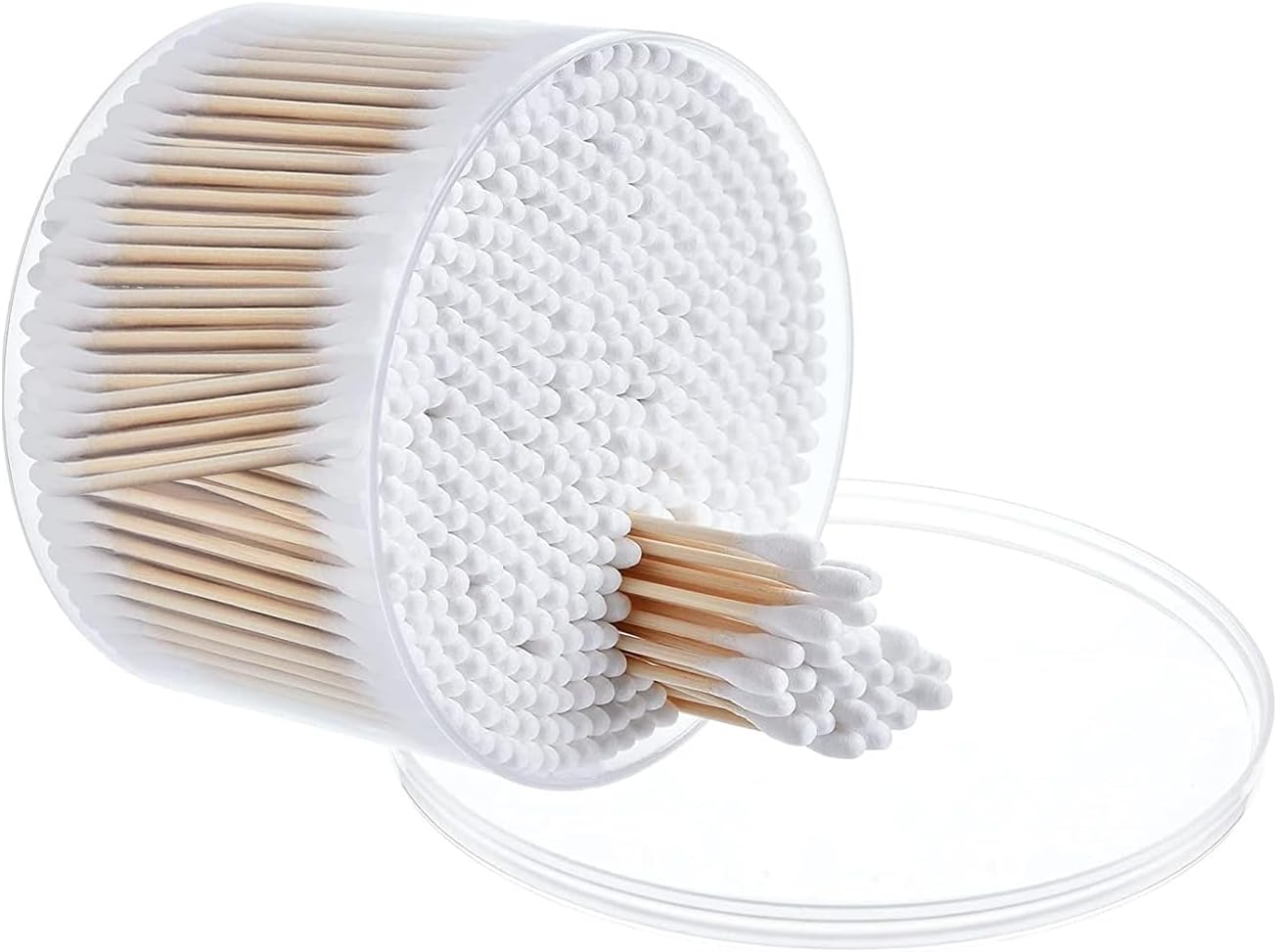 mocui bamboo cotton swabs double tipped round thick tips | 100% cotton biodegradable & organic unbleached natural | q tips safety swabs | wooden cotton buds for ears makeup or nails 500 count