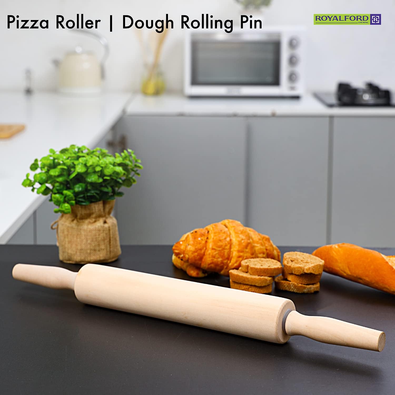 royalford wooden rolling pin 1 piece