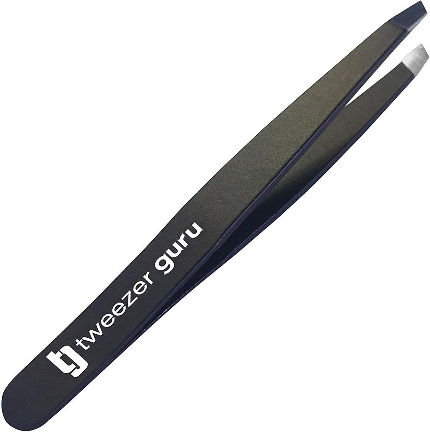 tweezer guru tweezers for women slant pointed precision tweezers for eyebrows & ingrown hair removal blackhead and splinter tweezer with sharp needle nose point for plucking (black)