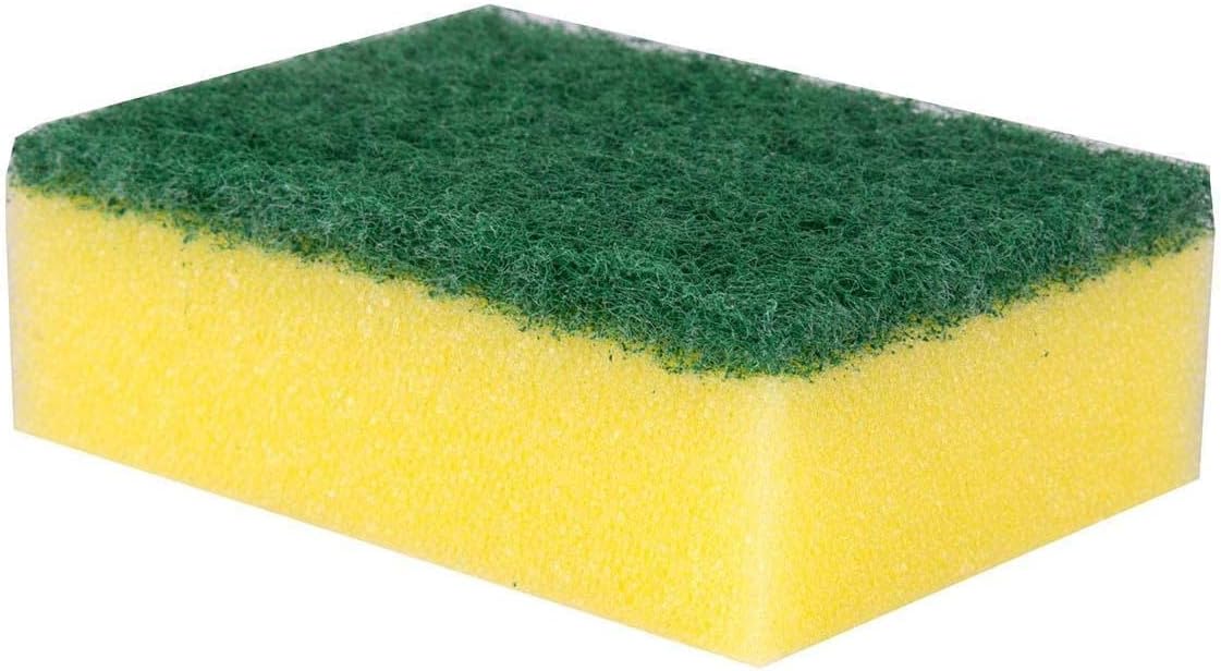 vileda tip top dish washing medium foam sponge scourer promo 5 pcs, long lasting and durable, sensitive surfaces, yellow & green, (5 pcs per pack)