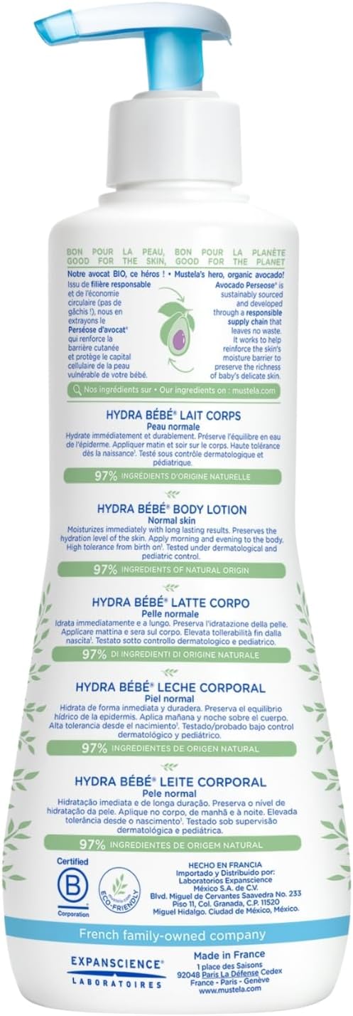 mustela, hydra bebe body lotion with organically farmed avocado, 300 ml