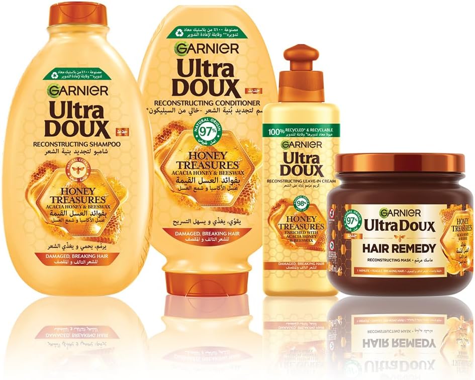 garnier ultra doux honey treasures shampoo, 400 ml, pack of 2