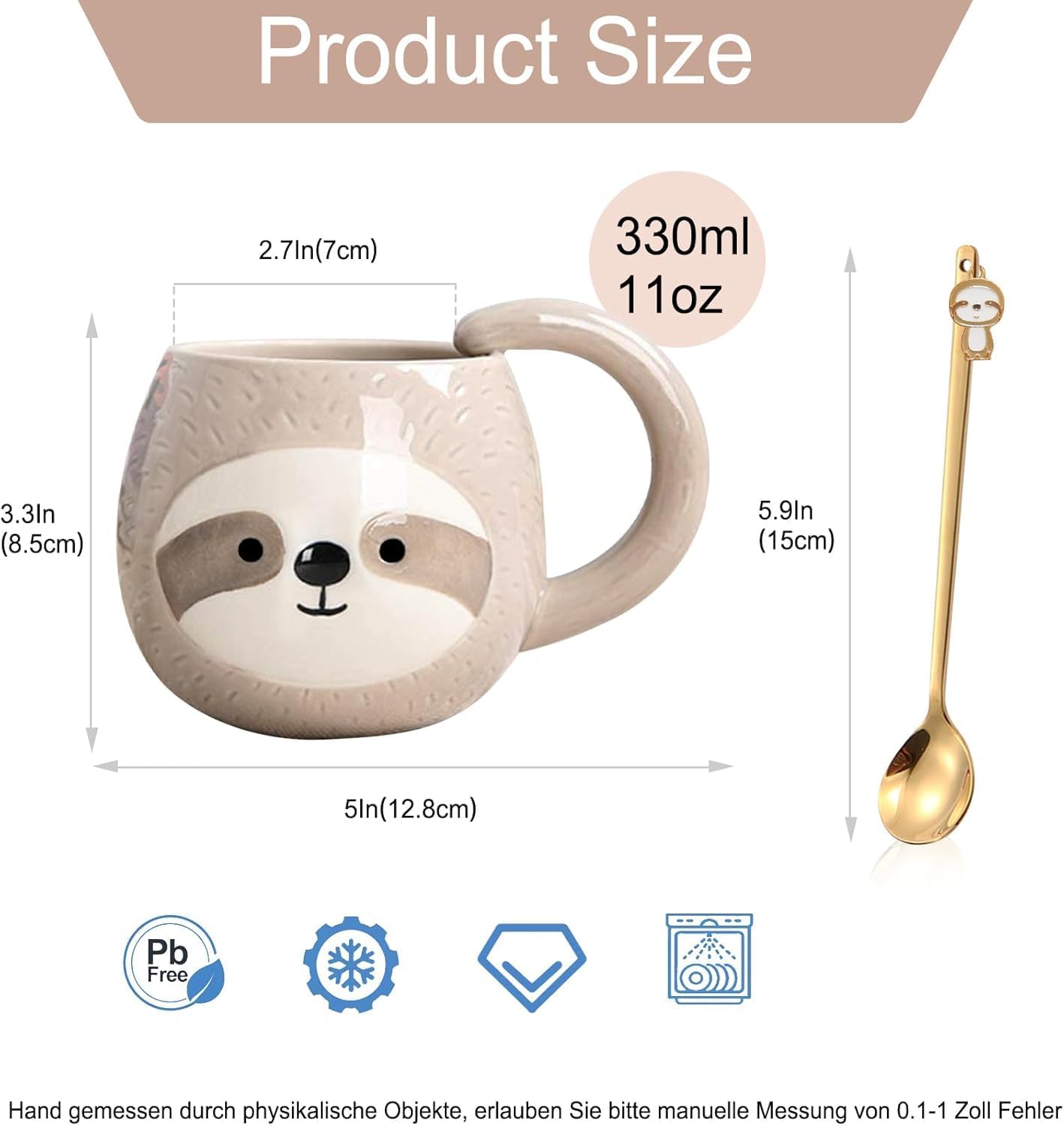 yalucky sloth novelty coffee mug cute travel tea cup cartoon 3d ceramic glasses for lazy lovers funny gifts for women men 330ml