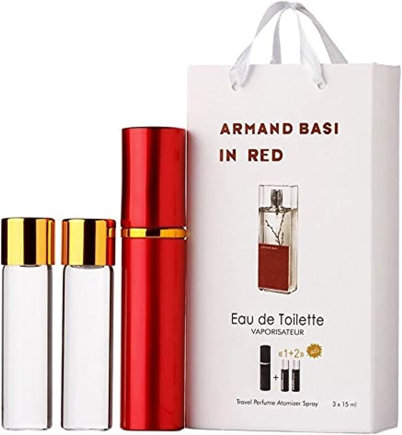 armand basi in red edt 15ml + 2x15 ml refill women's set, 45 ml