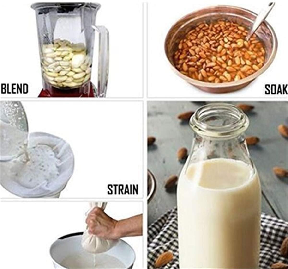 leroro 2 pcs pro quality nut milk bag big 12x12 commercial grade reusable almond milk bag & all purpose food strainer fine mesh nylon cheesecloth & cold brew coffee filter