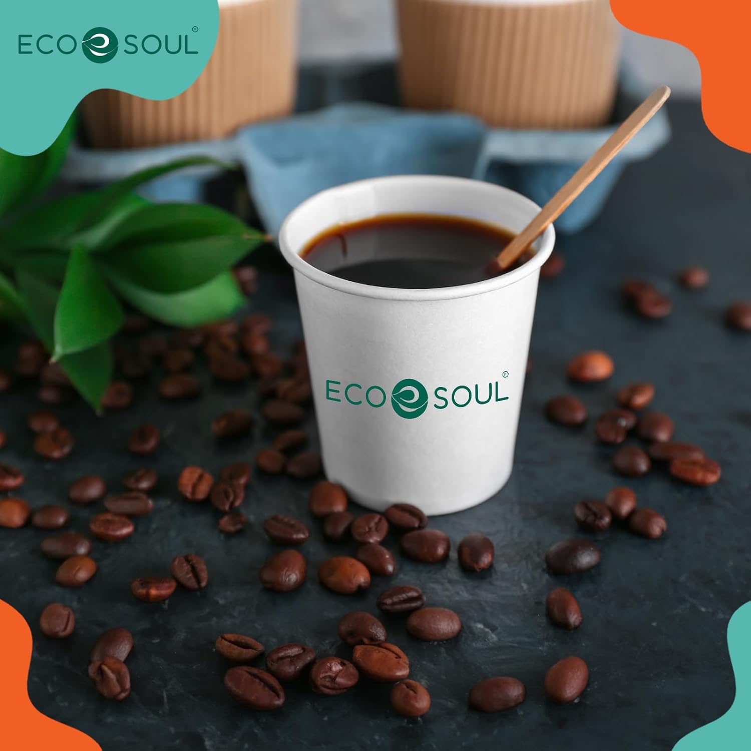 eco soul [180 ml, 50 count] biodegradable paper cups | eco friendly compostable sustainable disposable drinking cups | cocktail cold drink juice paper cups