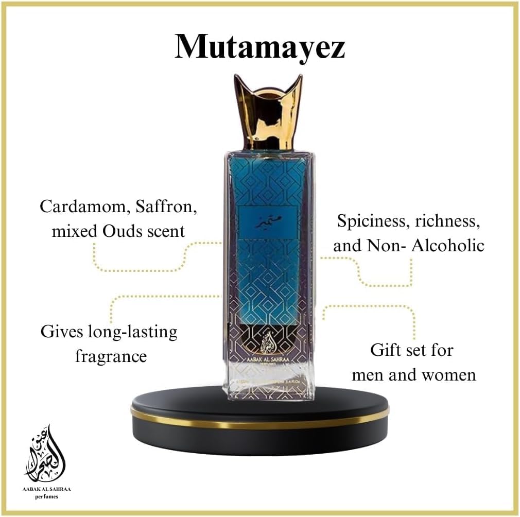 aabak al sahraa عبق الصحراء non coholic perfumes and tola set of 5 leil malaki, mutamayez, shoumoukh, silver oud tola and rawae' oud tola luxury fragrances for both men and women
