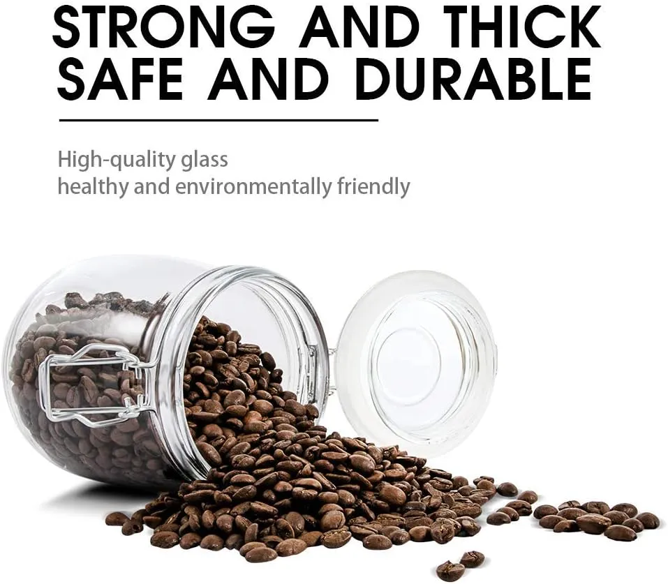 Masthome Glass Jar with Lids 4 PCS Kitchen Container Set Airtight Glass Storage Preserving Jars Send 15pcs Food Storage Bags