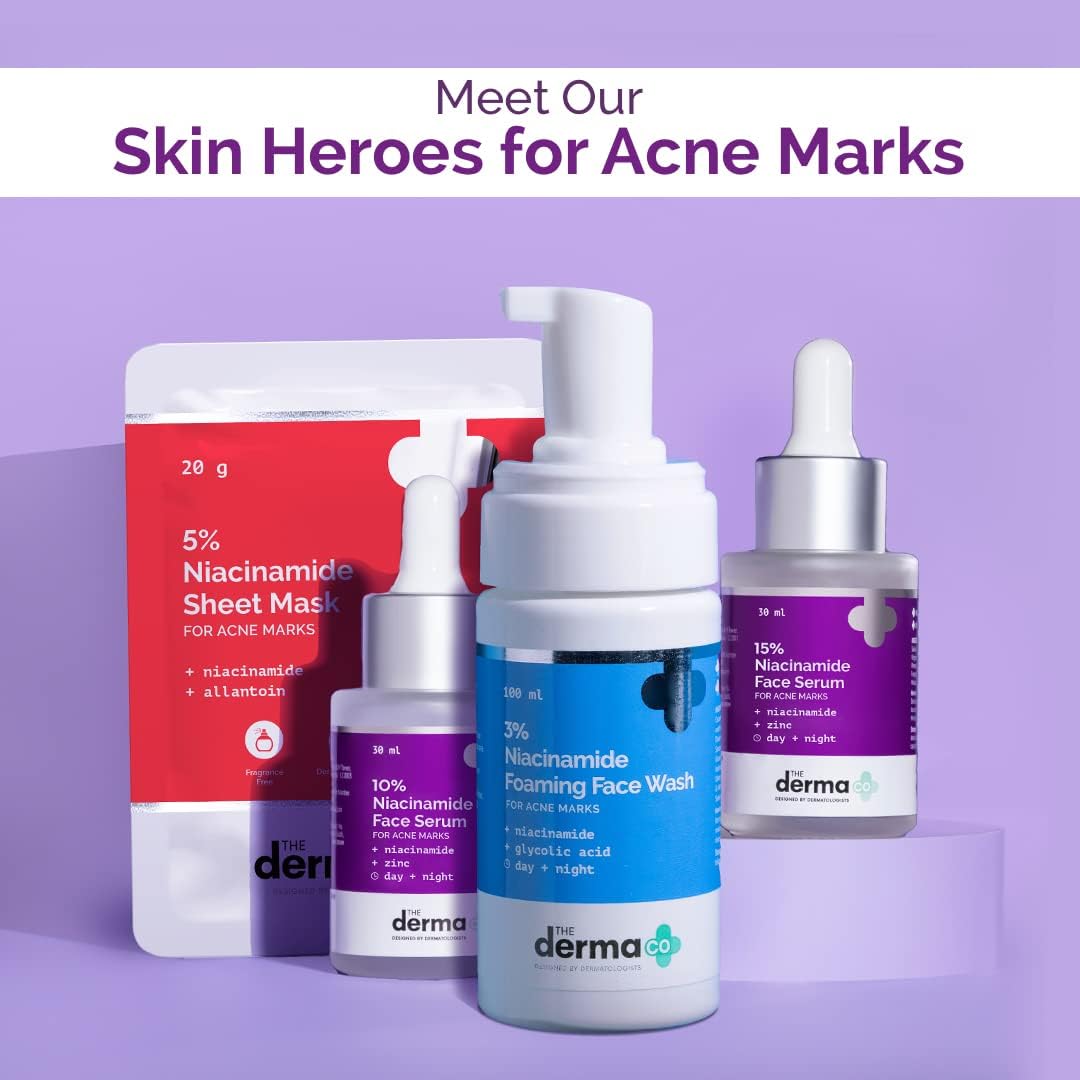 the derma co 10% niacinamide face serum with zinc for acne marks | fades acne marks & dark spots | controls oil