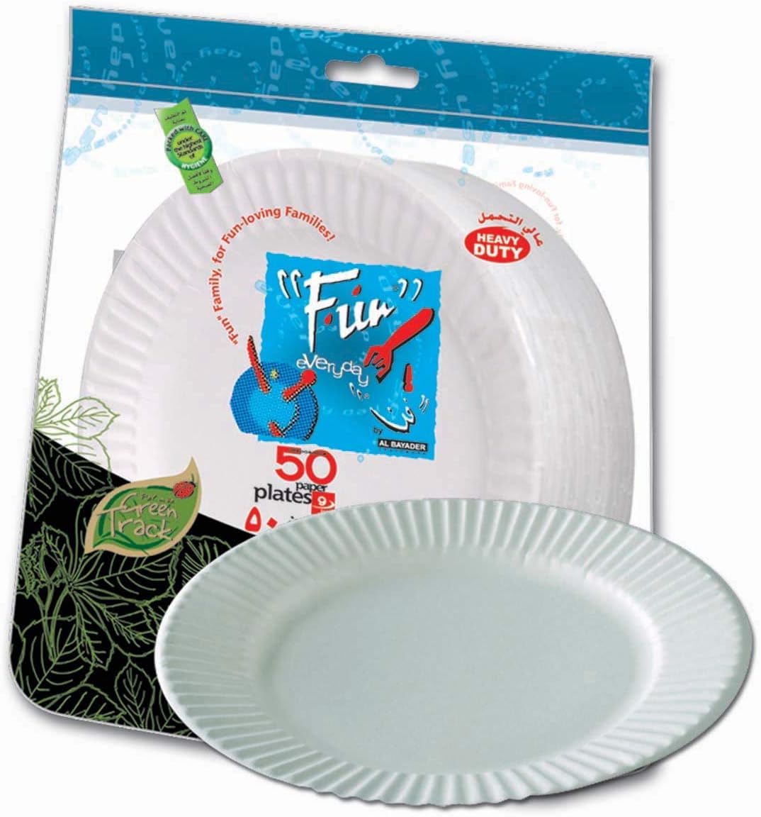 fun everyday heavy duty paper plate, large 9 inch, pack of 50