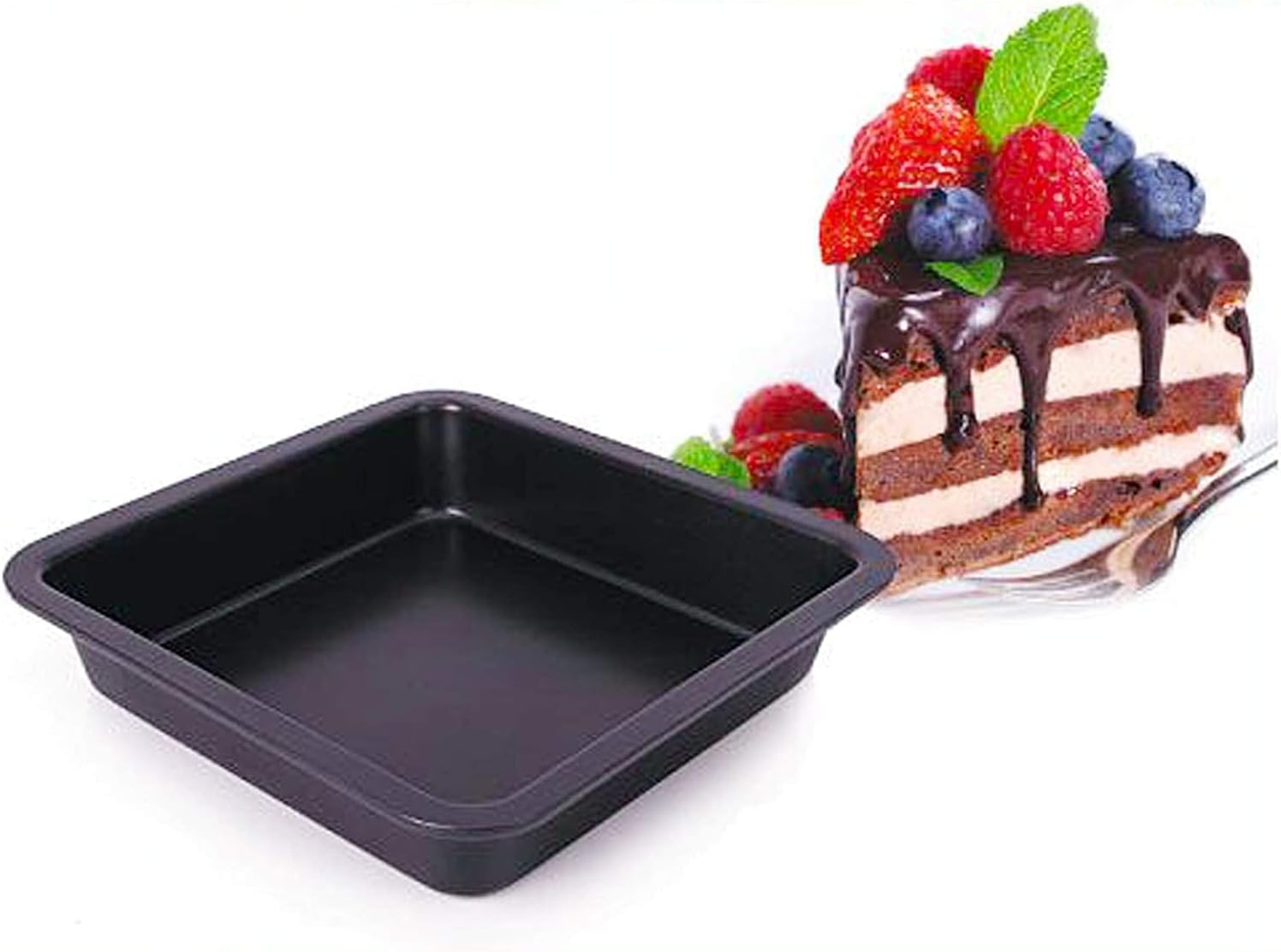 tini 8 inch chef's classic nonstick bakeware square cake pan, roasting pan & brownie pan(black)