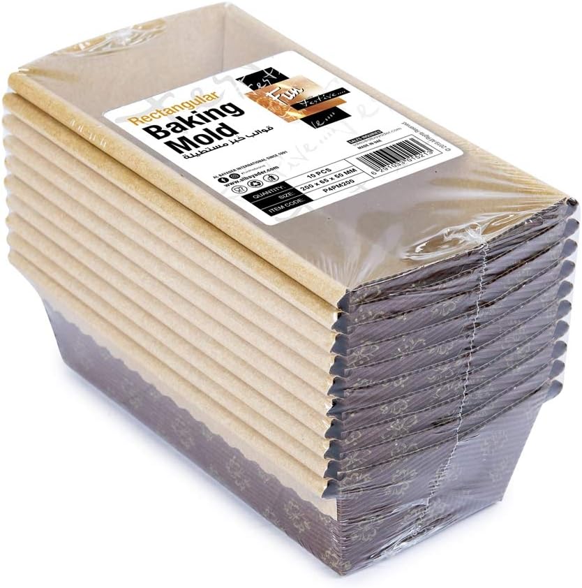 fun® festive disposable rectangular baking mould paper for small christmas cake 200x65x50mm, pack of 10