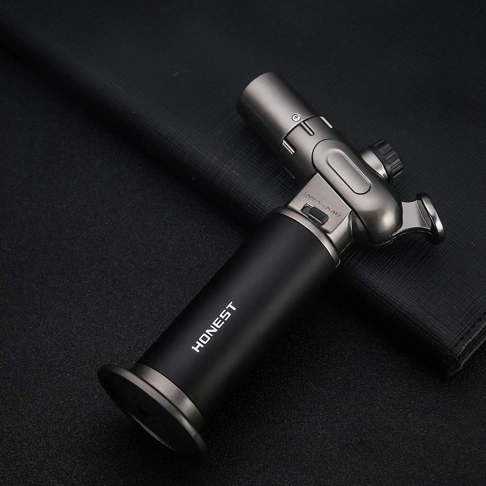 promise culinary torch, windproof lighter, butane torch, adjustable flame, cooking torch lighter, candle lighter, camping home use welding(black)