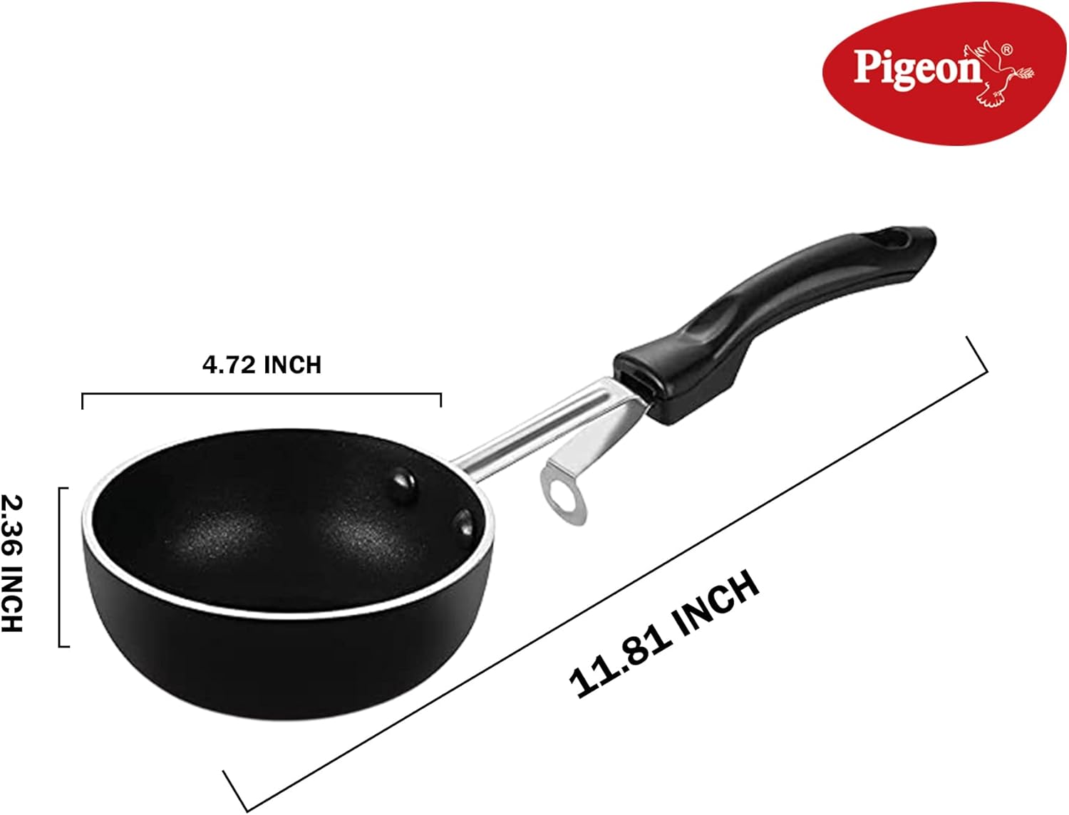 pigeon 177 non stick tadka pan, black, w 12.0 x h 6.0 x d 30.0 cm, aluminum