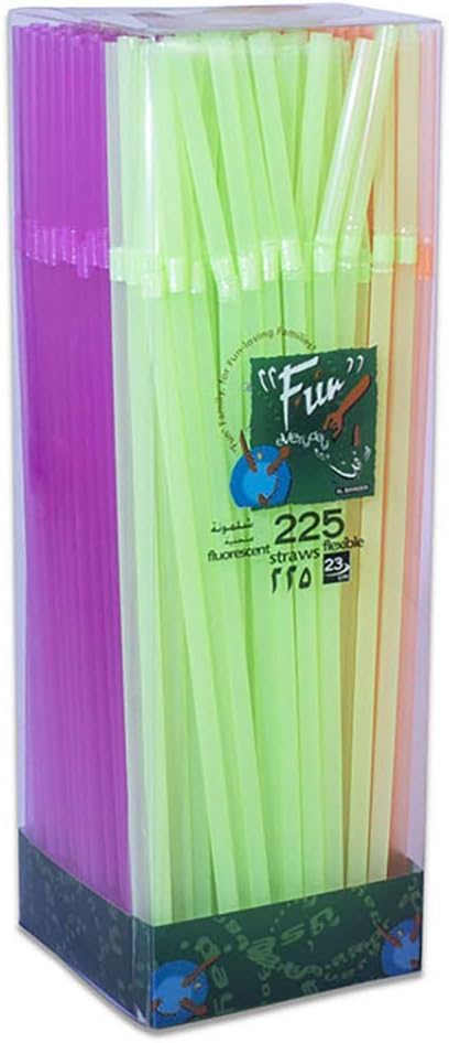 fun everyday disposable flexible plastic straw, assorted colors, pack of 225