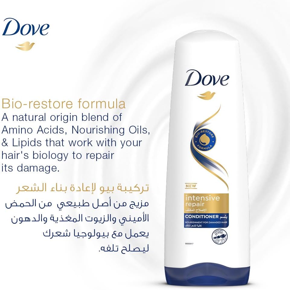 dove conditioner, for damaged hair, intensive repair, nourishing care for up to 100% healthy looking* hair, 350ml