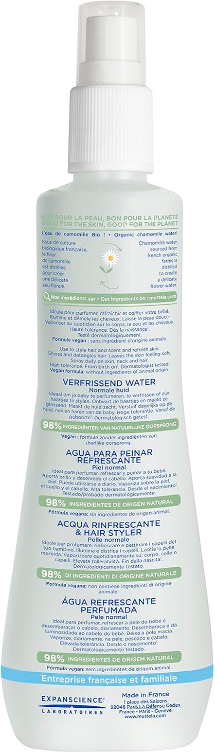 mustela baby hair styler & skin freshener with natural avocado & chamomile water vegan & hypoallergenic 200ml