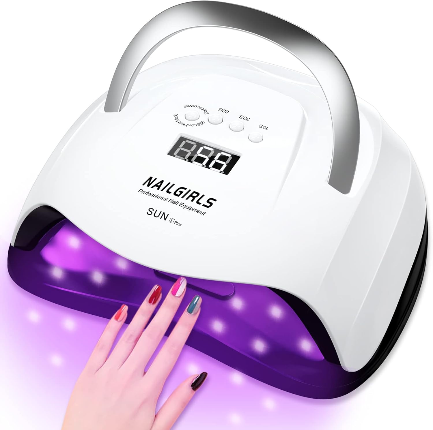 nailgirls uv led nail lamp, 168w fast uv light for nails gel polish, professional curing with 4 timer setting auto sensor, led gel nail dryer for fingernail and toenail home salon use, nail art tools