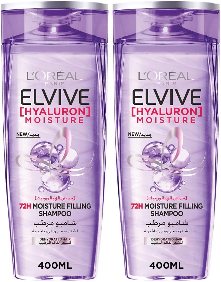 l’oréal paris elvive hyaluron moisture shampoo 400ml twin pack