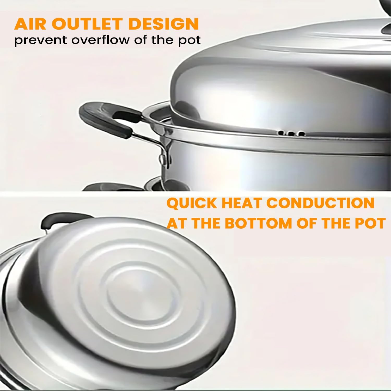 limitless 3 tier stainless steel steamer pot with handles & lid multi layer cooking pot steam, cooking, and steamer pot set for all cooking surfaces 900ml