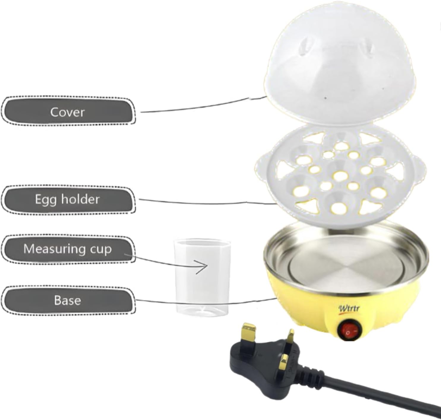 wtrtr egg cooker,multifunctional egg boiler electric, egg steamer maker, egg cooker rapid with auto shut off feature judith.wtr 601 (yellow 1)