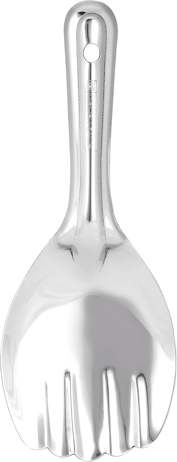 royalford 25 cm stainless steel panja spoon rf11502| ideal for cooking and serving rice| premium quality rice spoon, food grade, elegant and lightweight design| silver