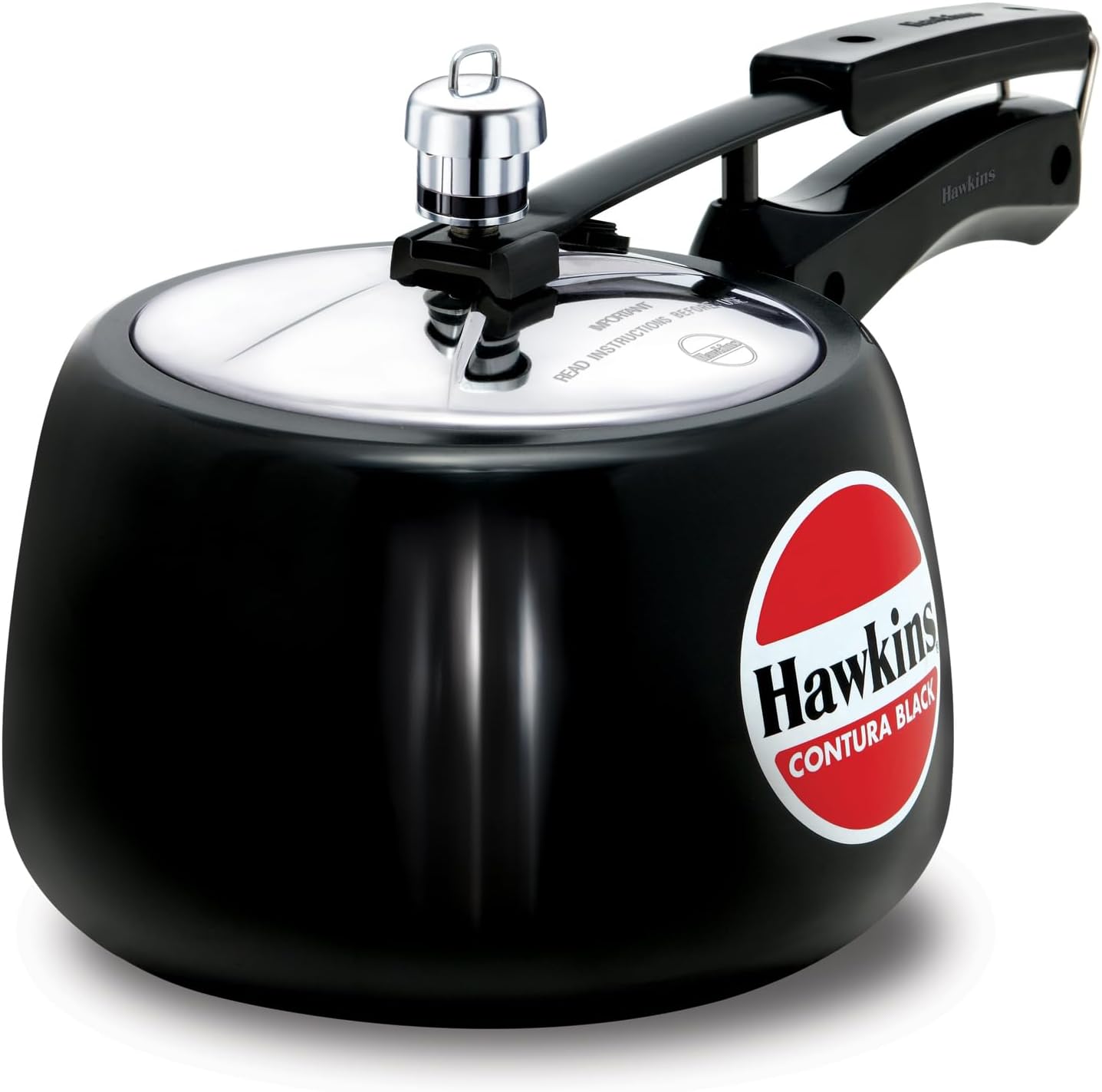hawkins 3 litre contura black pressure cooker, hard anodised inner lid cooker, handi cooker, black (cb30)