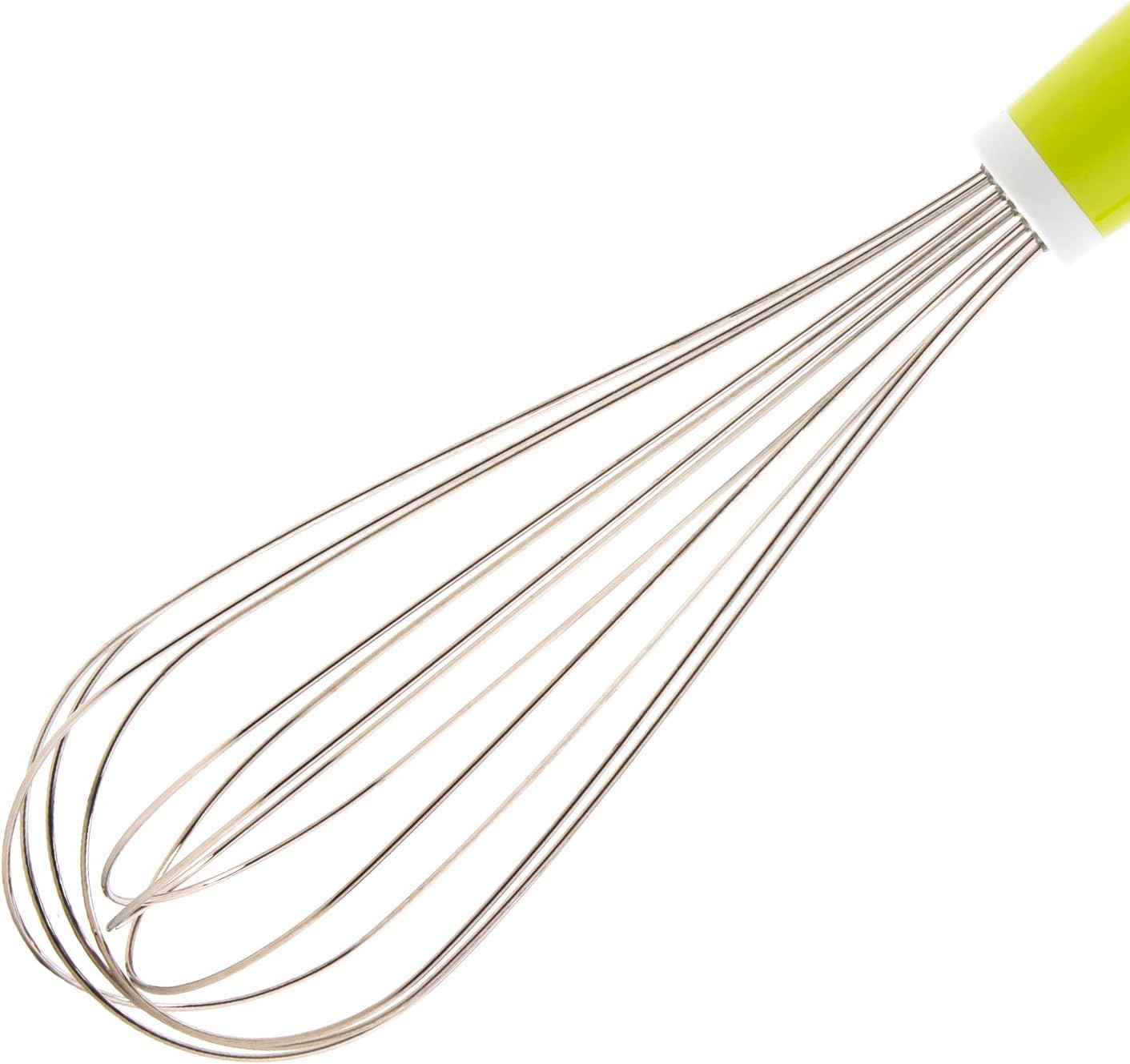 royalford stainless steel balloon whisk with plastic handle egg frother, milk beater, kitchen utensil for blending whisking beating mixing whipping & stirring 10 inch.