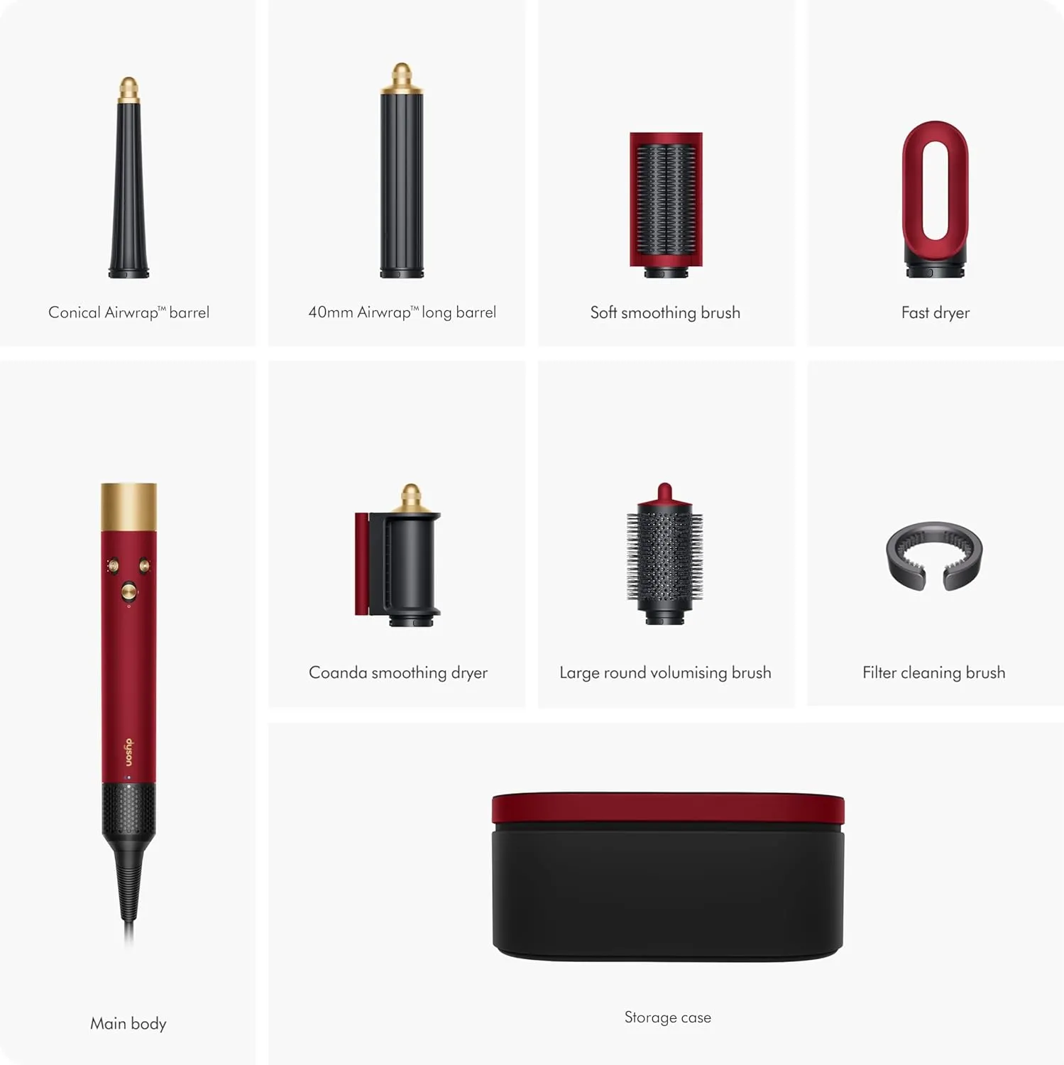 Dyson Airwrap I.D. Multi-Styler & Dryer (Red Velvet & Gold) - Limited Edition, 1300 Watts