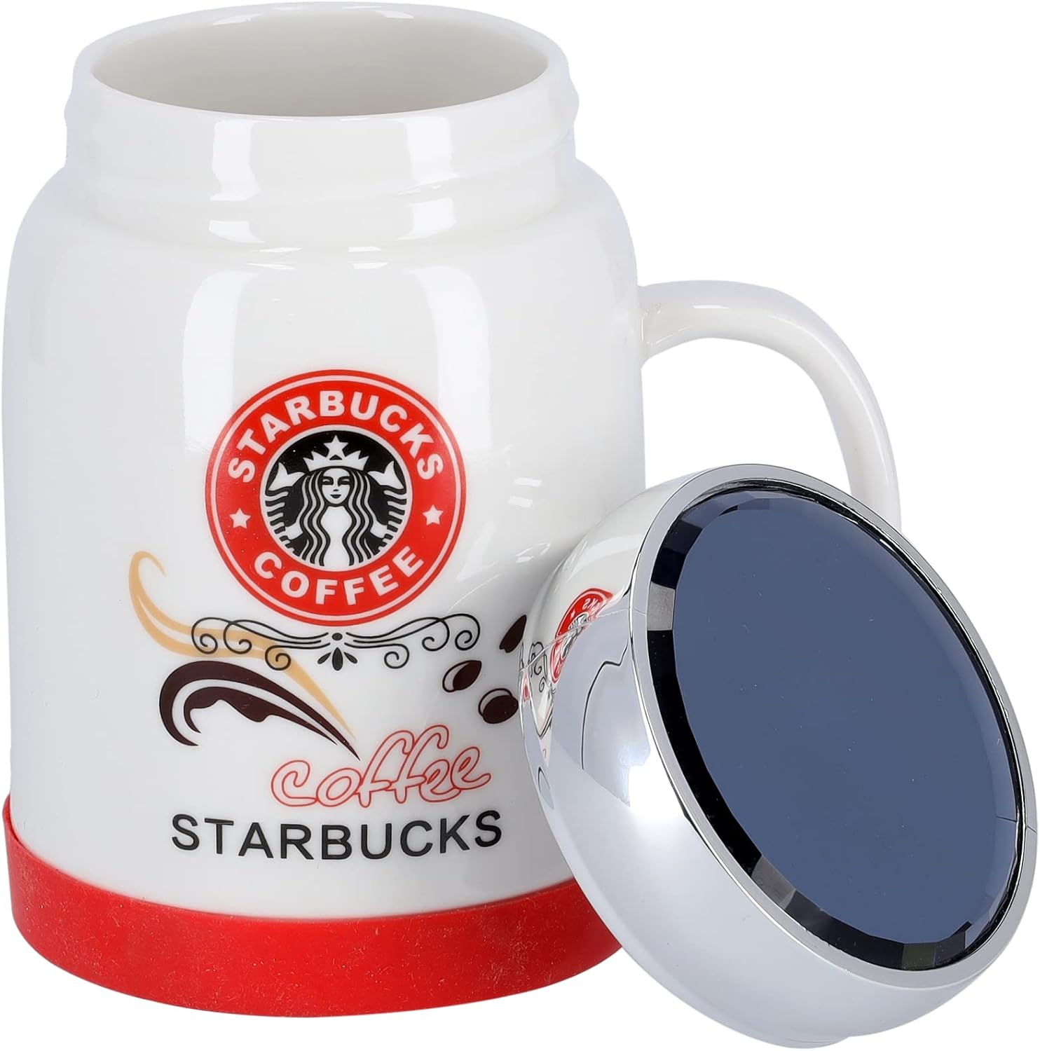 delcasa 14oz traveling mug with lid | large coffee & tea mug | traditional extra large coffee/tea mug, thick wall small portable mug | comfortable handle | ideal for hot & cold drinks