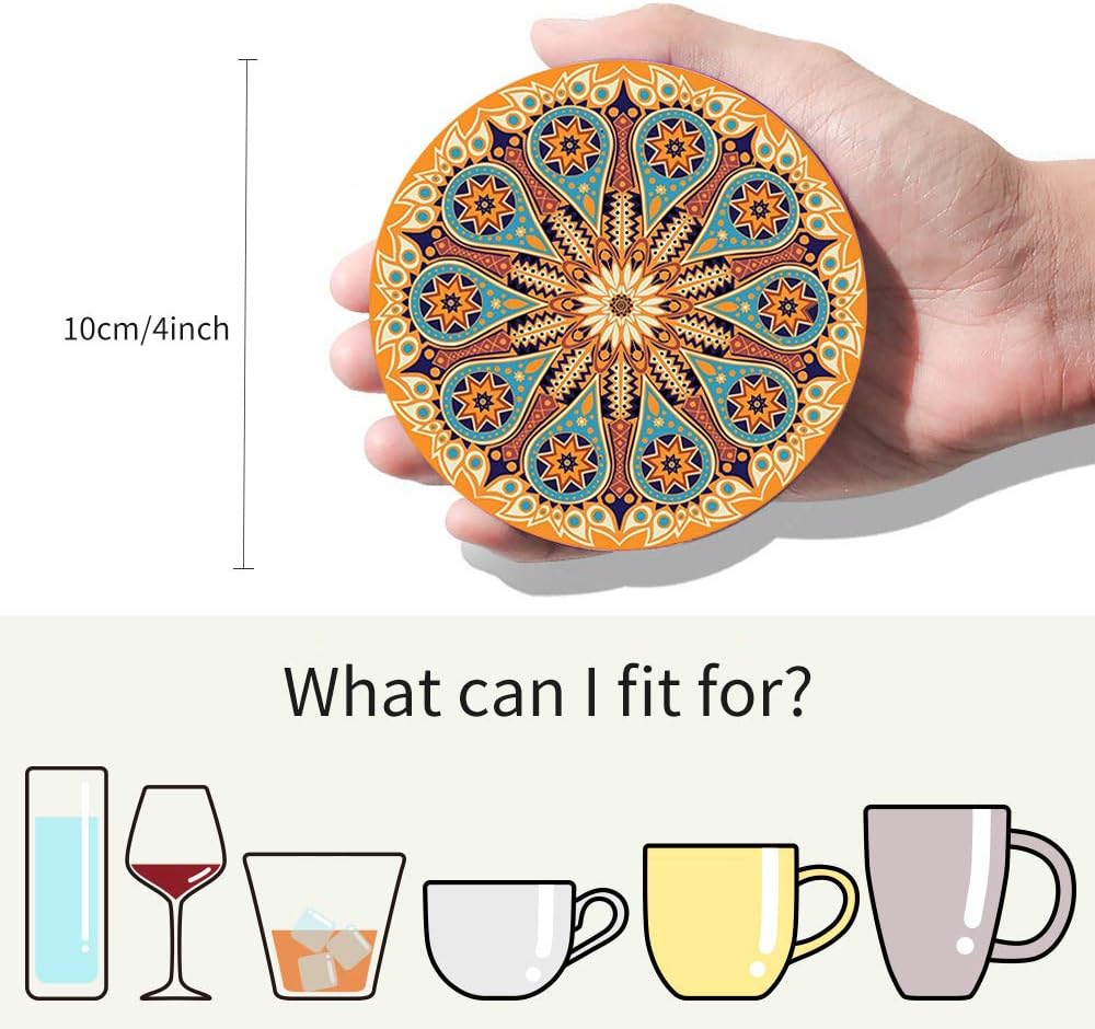 sulfar drink coasters absorbent ceramic coasters with cork base,prevent furniture from dirty and scratched, multicolor, ylyg 11
