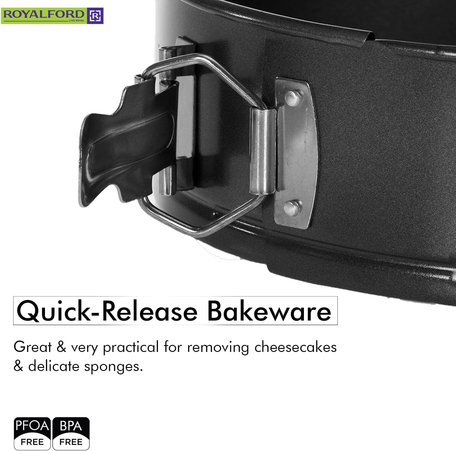 royalford non stick quick release springform cake tin with loose base, 24 cm