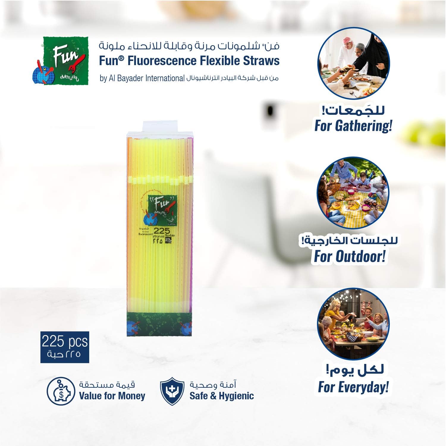 fun everyday disposable flexible plastic straw, assorted colors, pack of 225