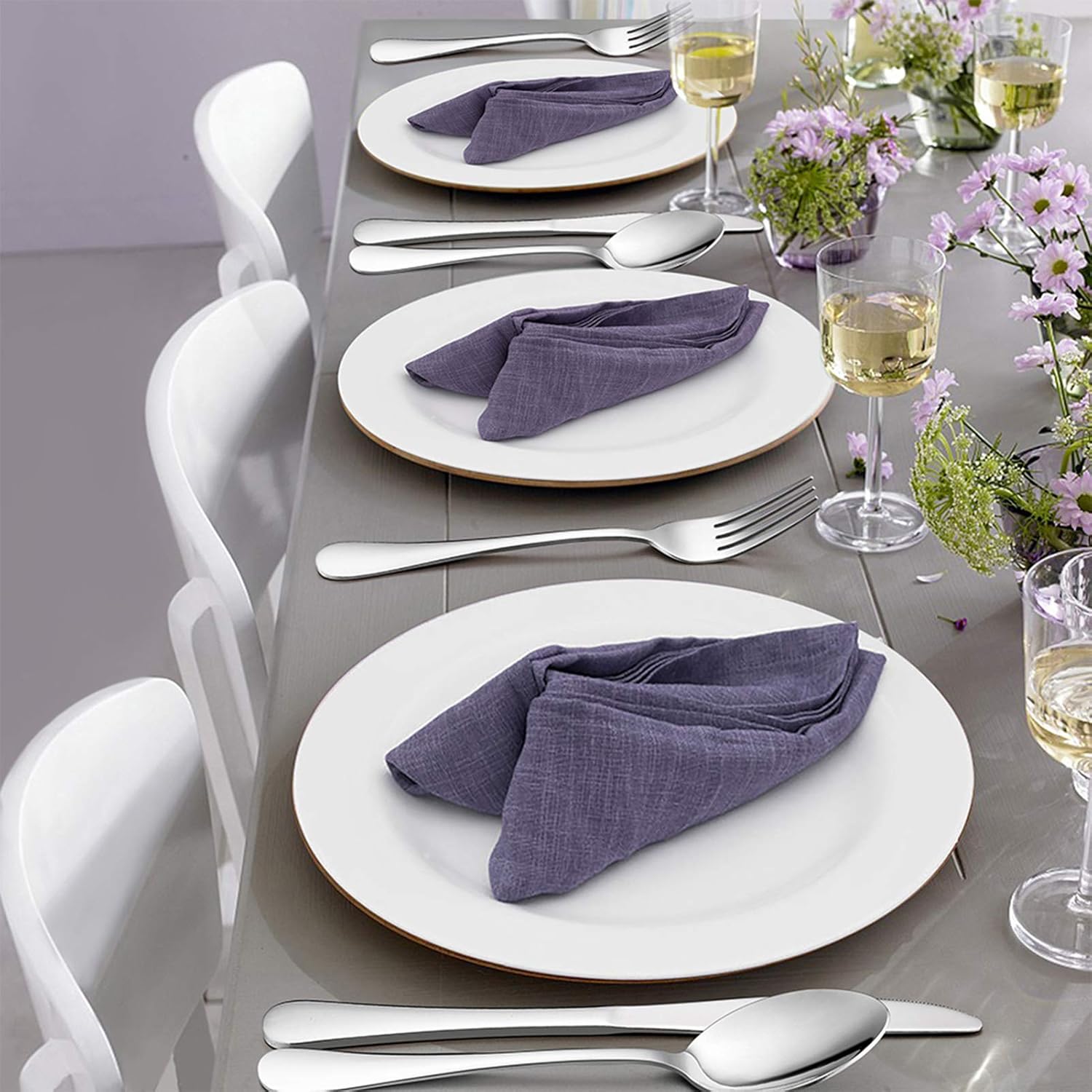 onader cutlery set, stainless steel 24 piece cutlery set for 6 people, flatware silverware set with knife fork spoon, elegant tableware for daily use/christmas, mirror finished. dishwasher safe