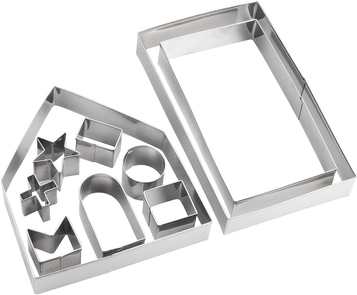 yxchome 10 piece 3d gingerbread house cookie cutters, gift box package christmas cookie cutter set