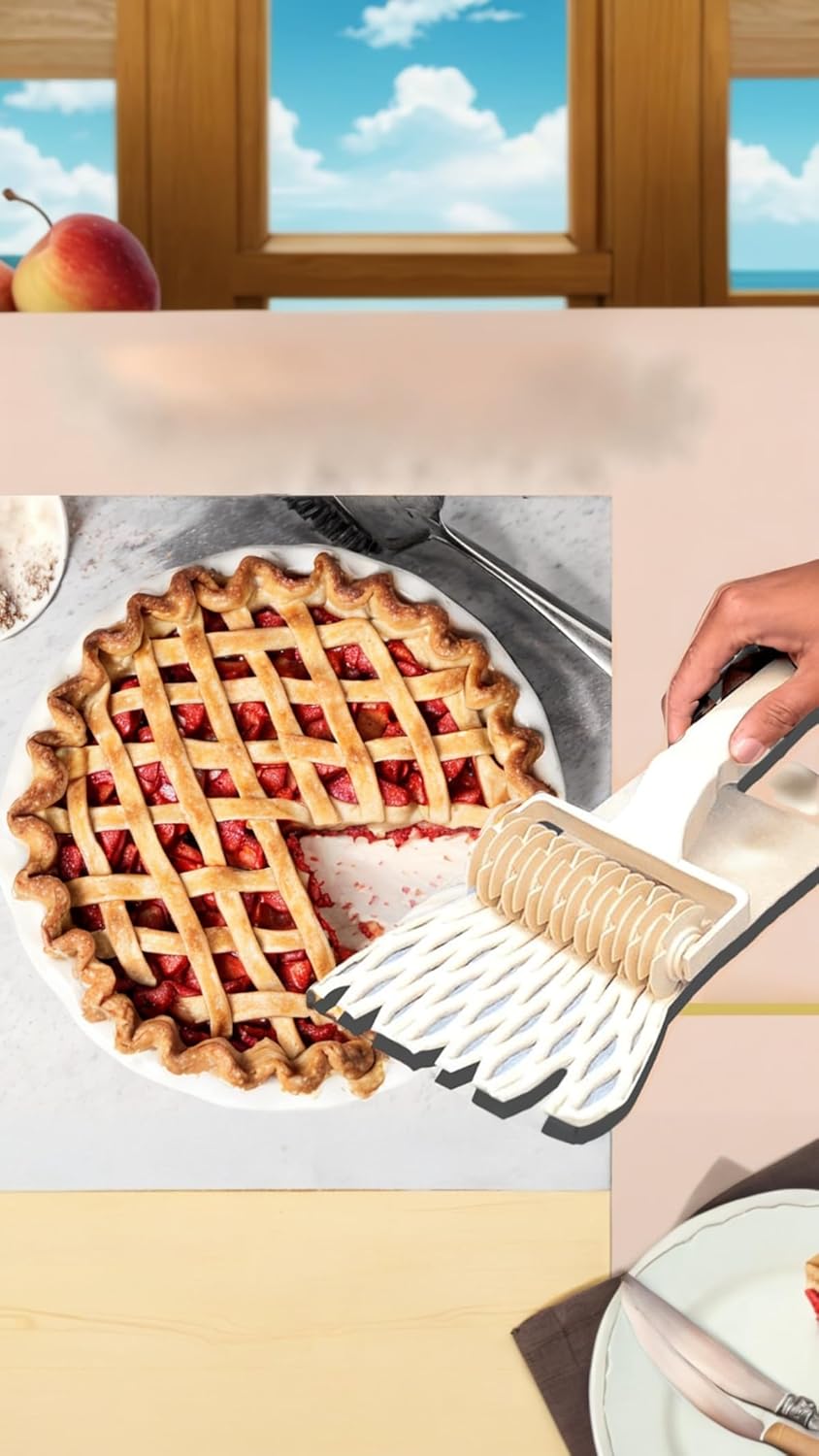 sweet seven lattice pastry cutter set 2 pack roller cookie cutters for baking & decorating plastic dough cutter tool for pies, pizzas, and crafts 2 sizes included enhance your kitchen creations!