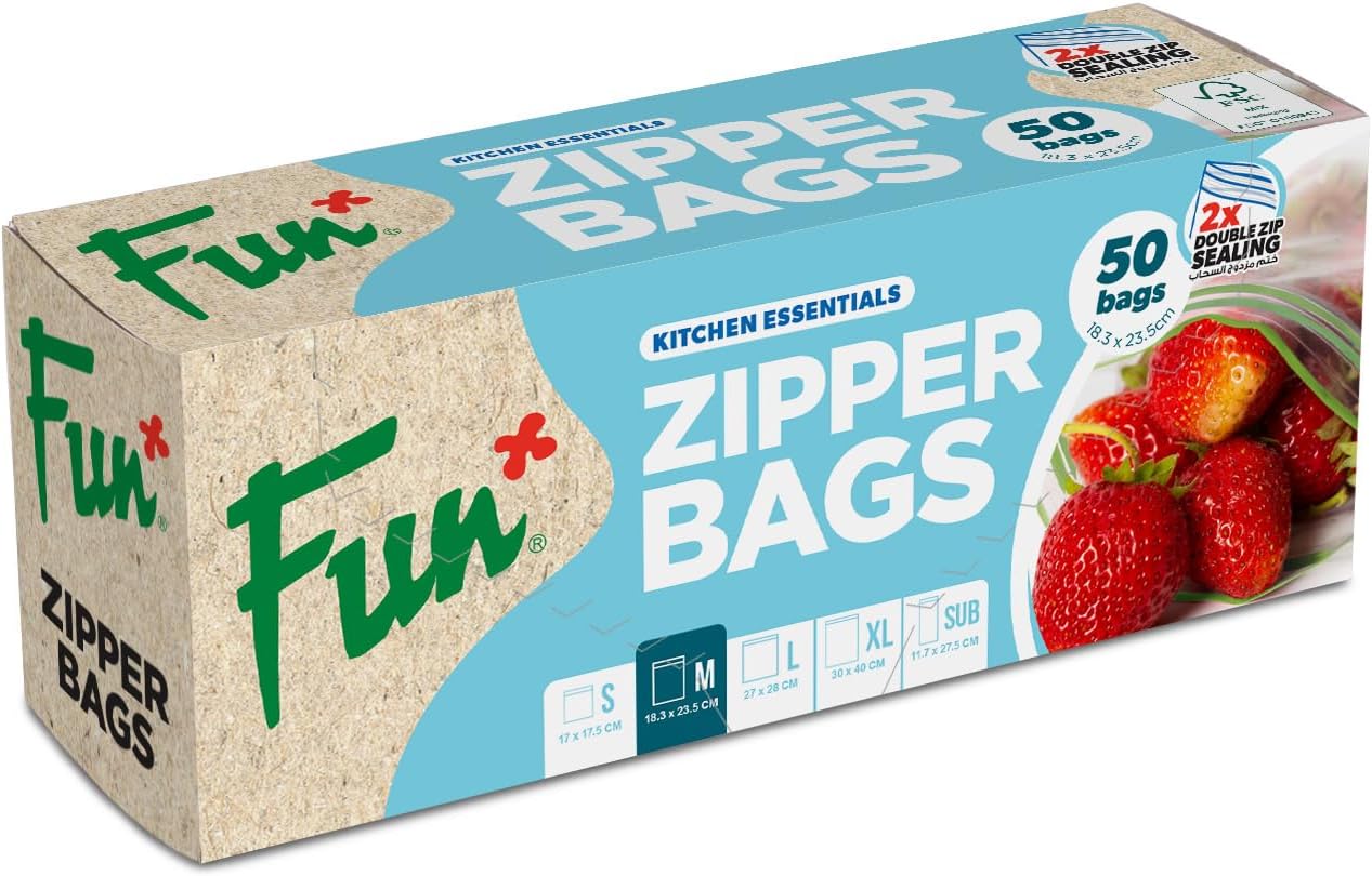 fun sandwich zipper bags 18.3 x 23.5 cms pack of 50