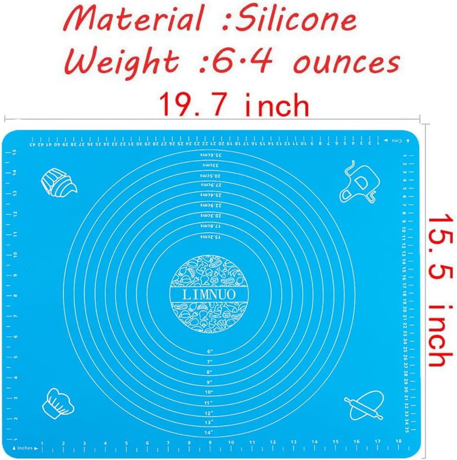 limnuo silicone baking mat for pastry rolling with measurements, liner heat resistance table placemat pad board, reusable non stick housewife, cooking enthusiasts