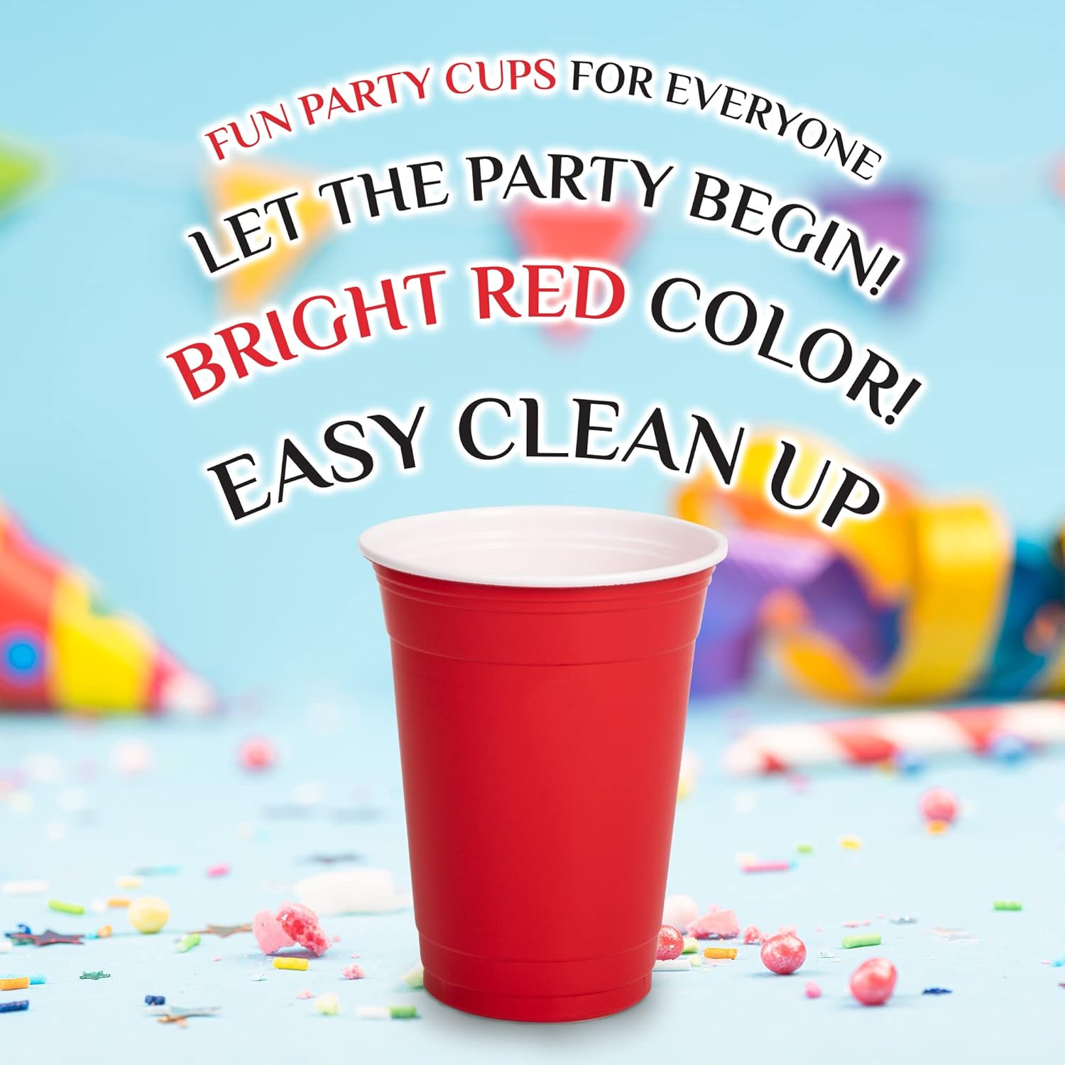 fun by al bayader فن plastic party cups 16oz red plastic cups sturdy red plastic party cups birthday party cups for all occasions, 475ml cups 25pieces