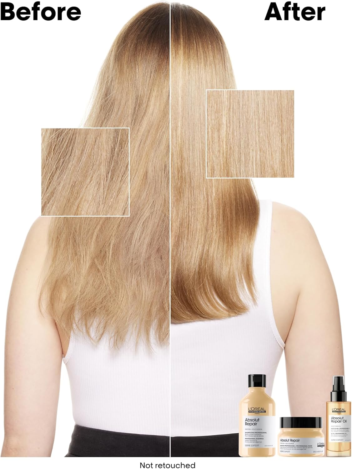 l’oréal professionnel | absolut repair shampoo | for dry & damaged hair | repairs & hydrates dry, damaged hair |with gold quinoa & protein | serie expert | 300 ml