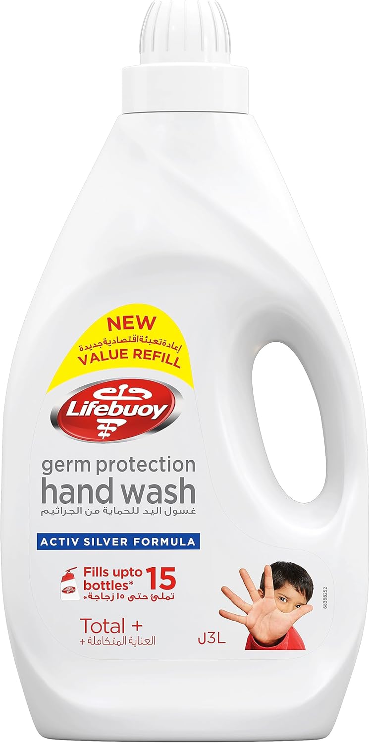 lifebuoy antibacterial liquid soap and hand wash, for hand hygiene, total 10, 100 percent stronger germ protection*, 3000ml